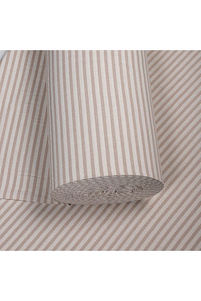 KAMİZ Λινό Ύφασμα Milk Coffee Ριγέ - Πλυμένο Ύφασμα 100x230cm