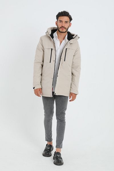First Steps Men's Stone-lined Water and Windproof Hooded Winter Coat & Coat & Parka