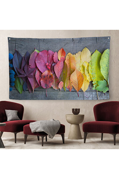 Harita Sepeti غطاء حائط عالي الجودة بنمط أوراق الشجر الملونة - سجادة قماش 3989