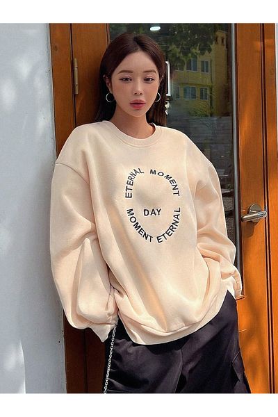 PALPİTO Γυναικείο φούτερ με στάμπα Mink Moment Day Oversize