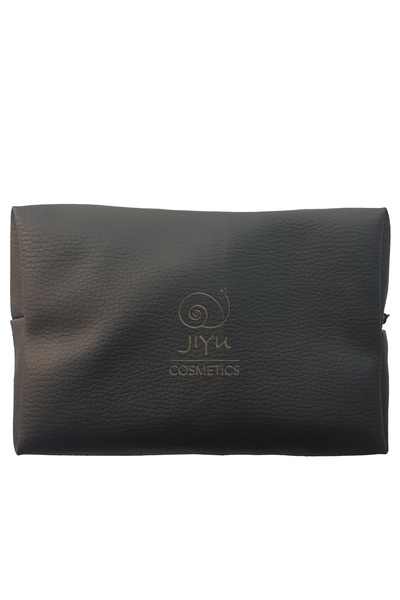 JIYU حقيبة العناية بالبشرة والمكياج مبطنة بالجلد الصناعي الأسود