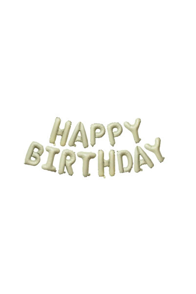 LOTUS PARTY Cream Color - Stone Color - Happy Birthday Foil Balloon Set