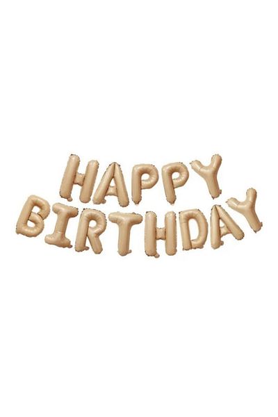 LOTUS PARTY Light Brown - Karemel Color - Happy Birthday Foil Balloon Set
