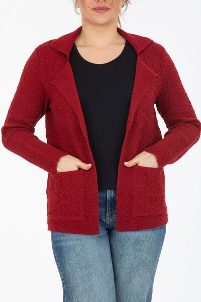 trikobis WOOL BLAZER STRICK JACKET WITH CRINKLE KNITTING DETAIL SPECIAL DESIGN