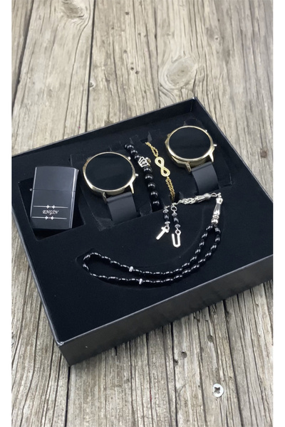 DEEPWELL Çift Kol Saati Çakmak Tesbih Bileklik Seti dx11