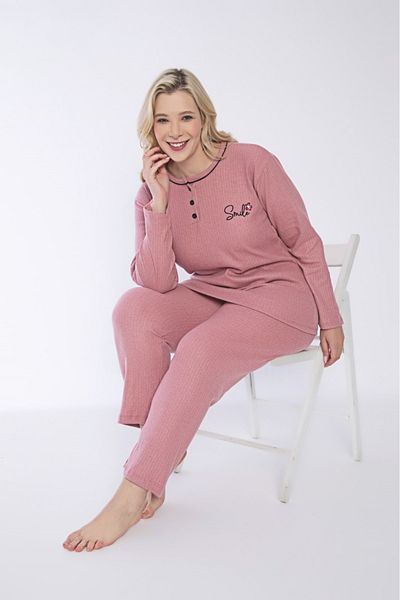 wear treasure Powder Embroidered Interlock Winter Pajama Set