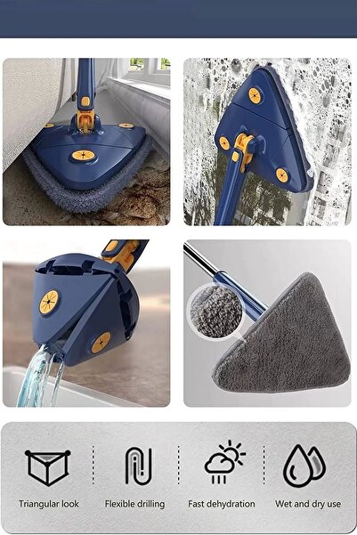 ValeryClean Kendinden Sıkmalı Üçgen Mop Cam Duvar Yer Silebilen Yedek Mikrofi...