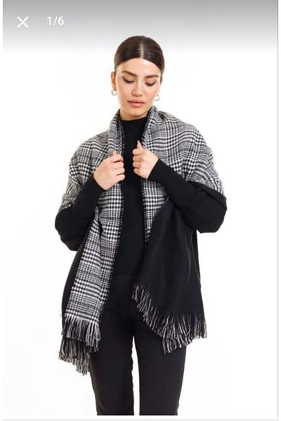 Nilbutik Double Sided Plaid Wool Shoulder Shawl - 70x190cm - Winter Shawl