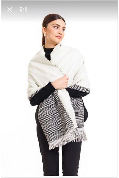 Nilbutik 70x190cm Winter Shoulder Shawl - Double Sided Plaid Wool
