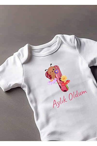 Lotus Baby Short Sleeve 100% Cotton I'm 1 Month Old Baby Bodysuit