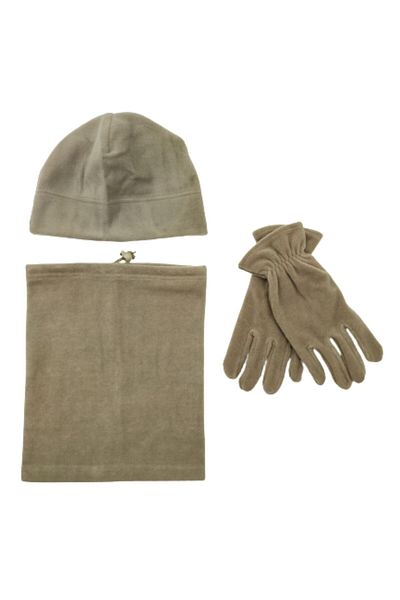 AXE SPORTSWEAR Men's Military Nano Green Winter Fleece Gloves - Fleece Beret - Fleece Neck Collar Set of 3