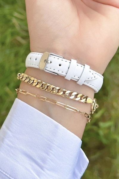 Q&Q Stylish Leather Corded Women's Wristwatch with Numbers