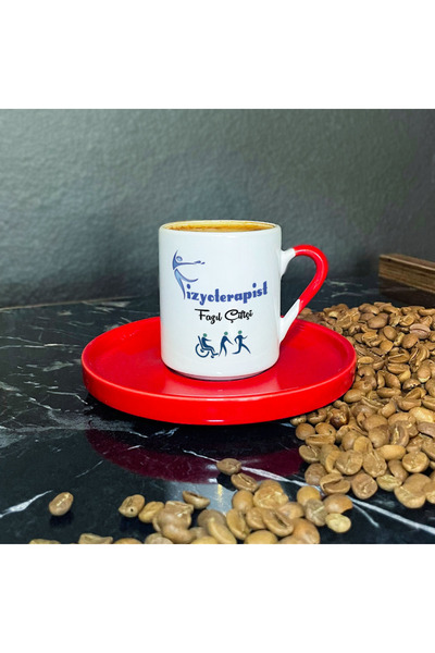 Hediyelen Fizyoterapist Kırmızı Türk Kahvesi Fincanı