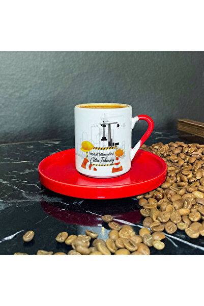 Hediyelen High Construction Engineer Red Turkish Coffee Cup