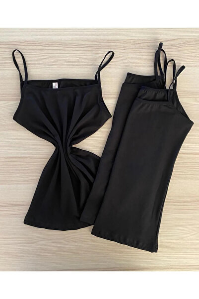 Kırmızı Gelincik Чорна жіноча бавовняна майка на бретельках, 3 шт.