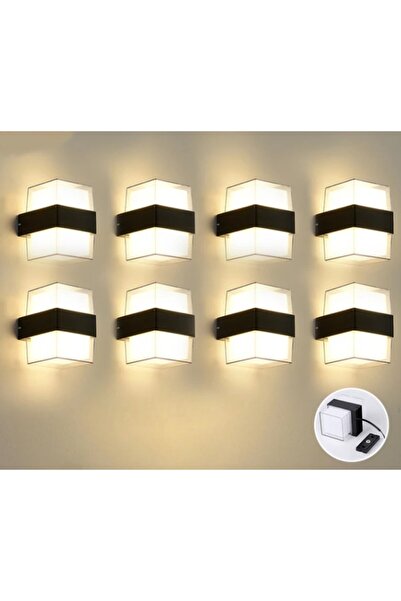 RRULTECH 8 قطع مصباح حائط مصباح حائط LED 12 واط 3200k ضوء النهار شمعدان حائط مقاوم للماء إضاءة داخلية وخارجية
