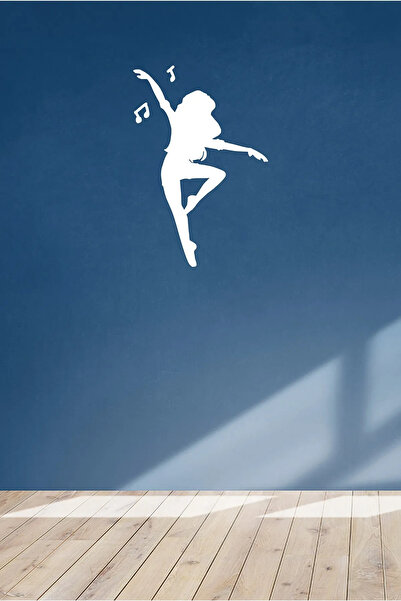 sticker ملصق حائط نسائي يرقص على قدم واحدة مقاس 60x44 سم - أبيض
