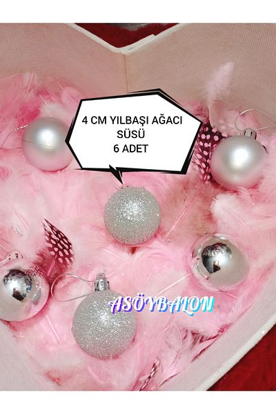 asöy Christmas Tree Ornament 4 cm Cute Silver Globe Ball Ornament Shiny Globe Ornament