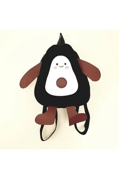 Daj Company Cute Avocado Black Plush Kids Backpack