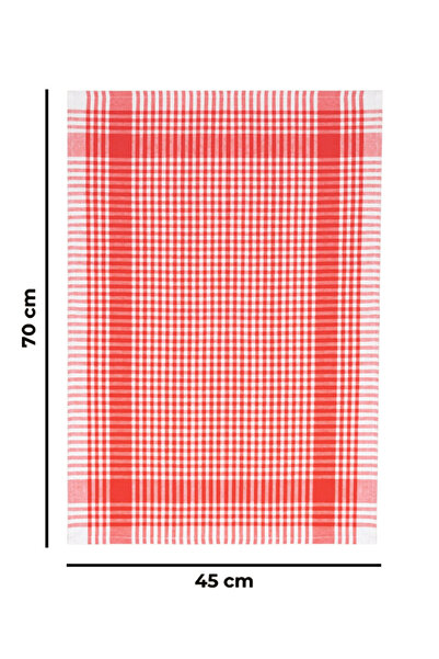 Tuable Pöti Kareli 3'lü Kurulama Bezi Kırmızı 45x70cm