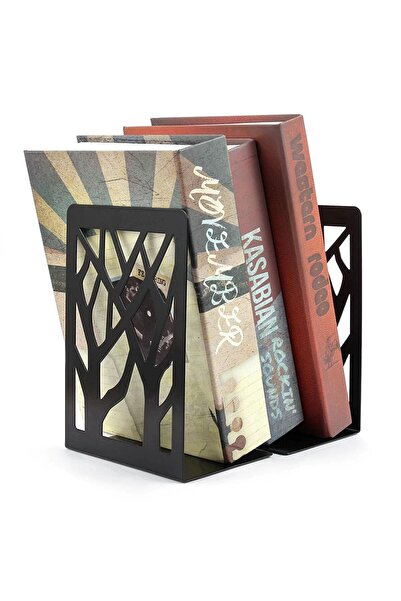 Svava Ağaç Desenli Metal Kitap Desteği - Kitap Tutucu - Ev Ve Ofis Dekoratif Aksesuar( 2 Li Set)