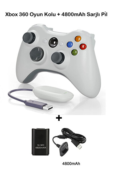 WOTOBE Xbox 360 Pc Uyumlu Kablosuz Analog Oyun Kolu Ve 4800mah Batarya Seti