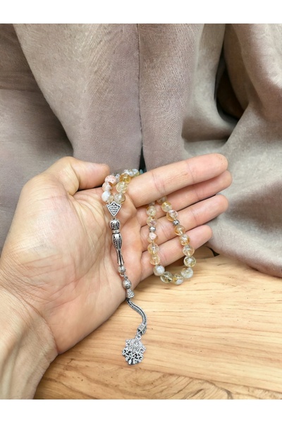 Mıçı 8mm Sitrin Taşı Tesbih Doğal Taş Tespih