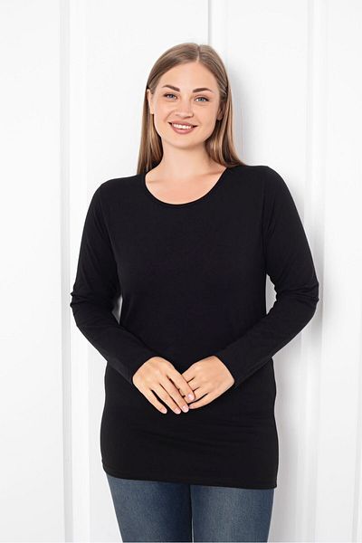 Trendbade Butik Women's Black Plus Size Crew Neck Body