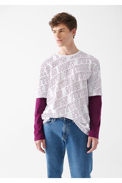 Mavi Μέλλον εμπριμέ Λευκό T-Shirt Oversize / Wide Cut 0610974-620