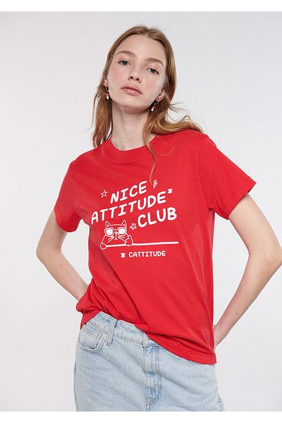Mavi Nice Attitude Printed Red T-shirt Regular Fit / Normal Cut 1611256-70471
