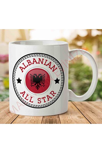 ART HEDİYE 1-1317 كوب ألبانيان أول ستار مطبوع على الجانبين