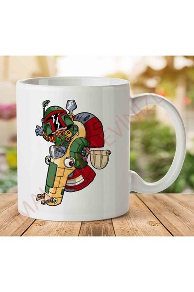 ART HEDİYE 1-2037 كوب مطبوع عليه حرب النجوم بوبا ذا هنتر على الجانبين.jpg