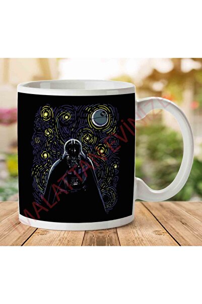 ART HEDİYE 1-2079 كوب مطبوع على الجانبين بتصميم حرب النجوم فان جوخ ستاري دارك سايد