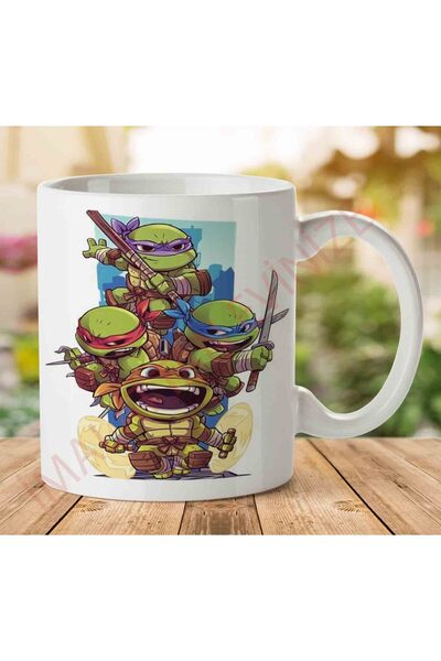 ART HEDİYE كوب مطبوع عليه سلاحف النينجا الصغيرة على الجانبين.jpg
