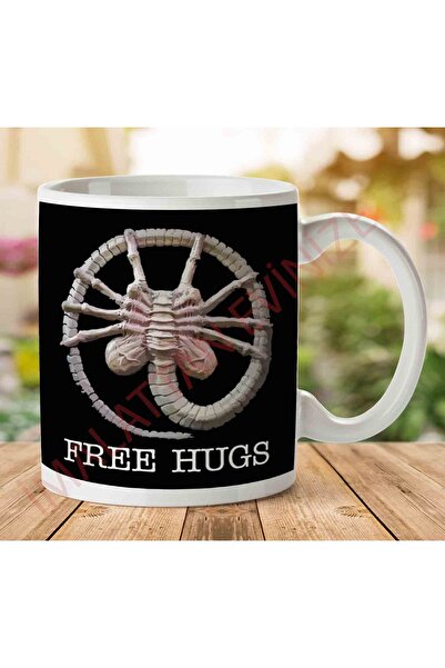 ART HEDİYE 1-755 كوب مطبوع على الجانبين من Alien Facehugger Free Hugs.jpg