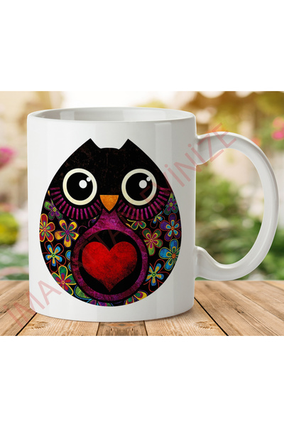 ART HEDİYE 1-040 كوب مطبوع عليه زهور على شكل بومة على الجانبين.jpg