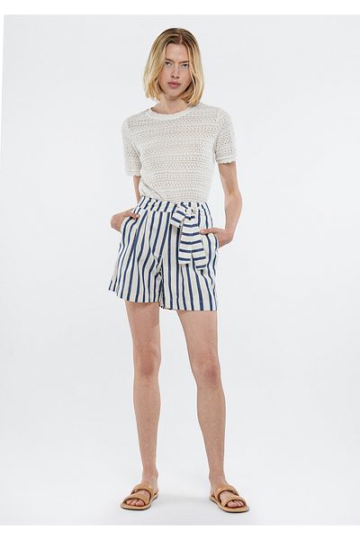 Mavi 1410100-84544 Model Navy Blue Striped Shorts