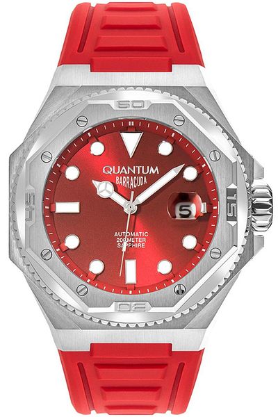 Quantum Men's Sports Wristwatch - Silver and Red Bar1091.358