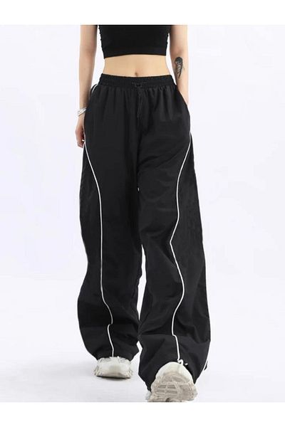 DEEFWEAR Y2k Stripe Detail Παντελόνι αλεξίπτωτου/Φούτερ