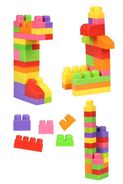 Toyaş بلاي بلوكس ألعاب البناء 133 قطعة بألوان زاهية مجموعة مكعبات كبيرة مع حقيبة 2984