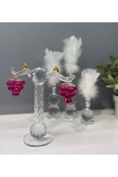 Peramari Dekoratif Kristal Cam Ikili Salkım Üzüm Pembe Gold