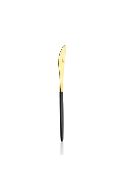 kalben Amore Black Touch Titanium Shiny Gold 6 Piece Dessert Knife
