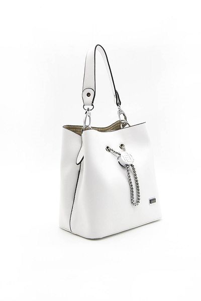 Silver Polo Silver & Polo White - Geantă de damă Sp967 albă