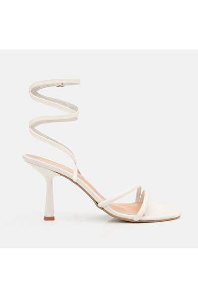 Hotiç Hakiki Deri Bej Kadın Topuklu Sandalet