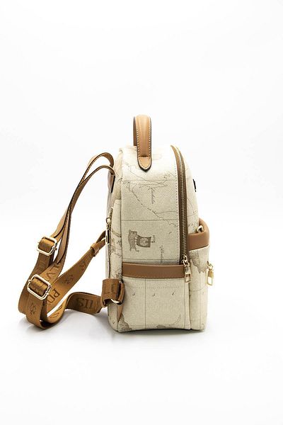 Silver Polo Ασημί & Polo Dark Beige - Γυναικείο σακίδιο πλάτης A.taba Sp1061