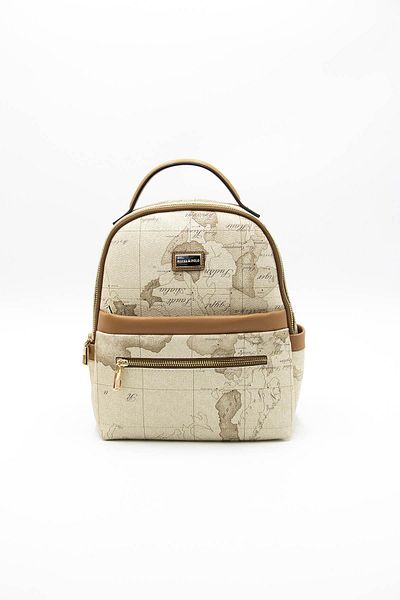 Silver Polo Ασημί & Polo Dark Beige - Γυναικείο σακίδιο πλάτης A.taba Sp1061