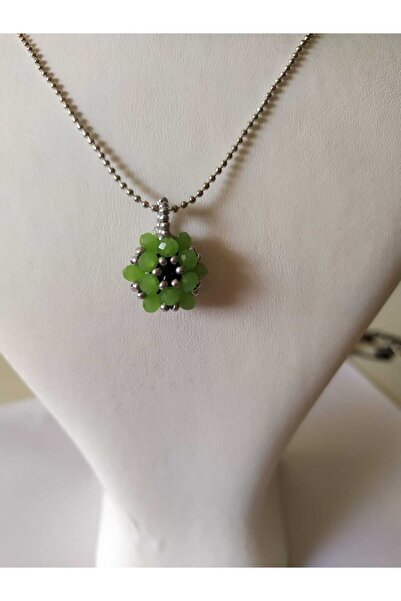 Sam Cevşen Necklace with Chain / Handcrafted Crystal Bead Knitted /