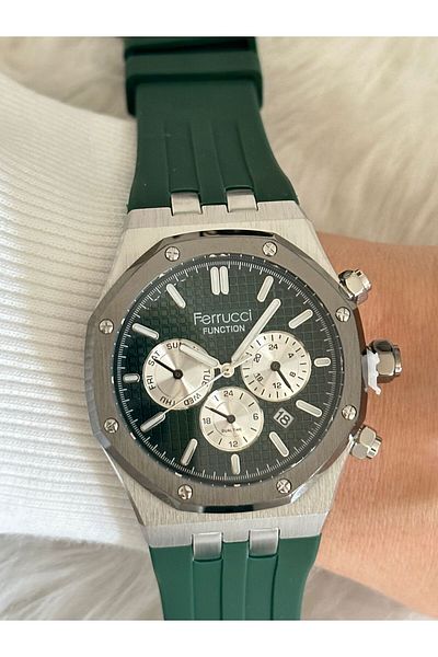 Ferrucci Fc14345.06 Green Color Steel Cord 3 Atm Waterproof Function Men's Wristwatch