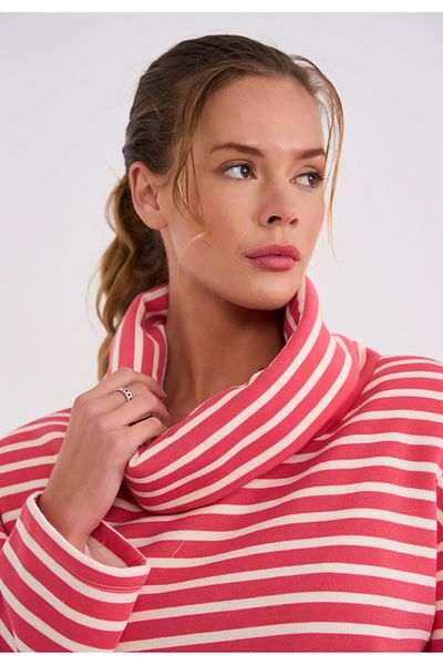 La Sarta Stripe Lover Sweat pentru damă, roz, alb, cu gât în ​​dungi