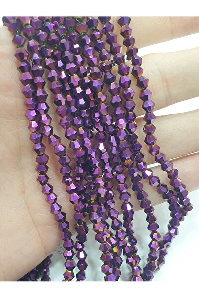 CRYSTALSHOP 4 мм пирамидални металически лилави кристални мъниста (10 нишки)